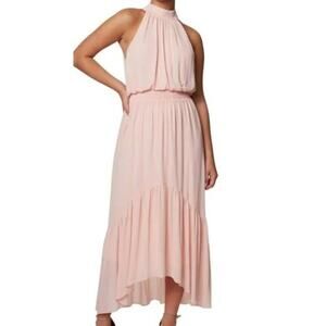 LAUNDRY BY SHELLY SEGAL 16 2x plus pink blush halter tiered midi dress NWT B74